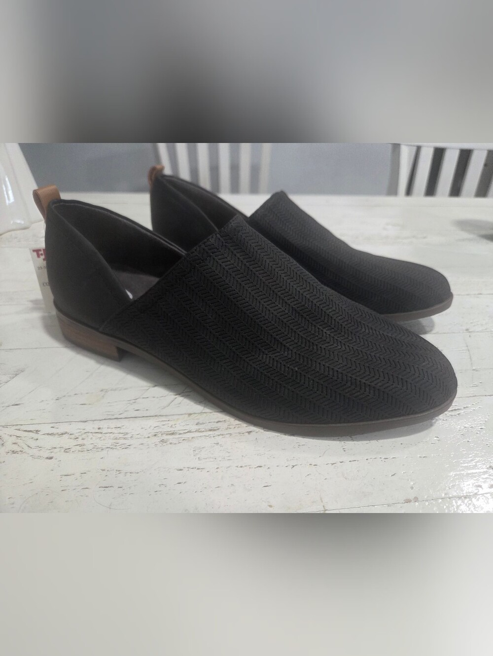 NWT - Dr. Scholl's Black Chevron Knit Slip-On Loafers